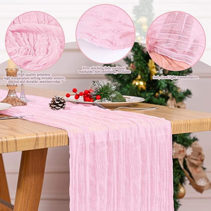 8 Pack Pink Table Runner 17 x 108inch Cheesecloth Table Runner Boho Gauze Table - Image 5