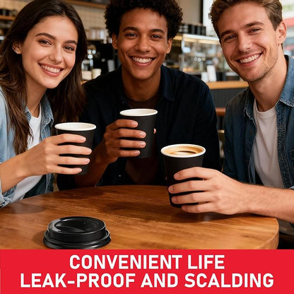 12 oz Paper Coffee Cups with Lids 100 Pack, To Go Cups, - Image 3