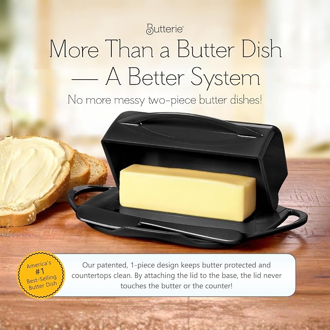 Flip Top Butter Dish with Attached Lid & Matching Knife - Image 2