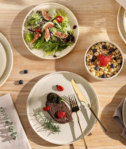 Ceramic Dinnerware Set for 8, 24-Piece Plates and Bowls Set | Lightweight - Image 4