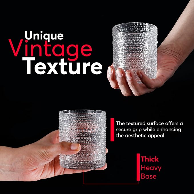 Hobnail Drinking Glasses, Vintage Glassware Set of 6, Vintage Drinking Glasses - Image 3