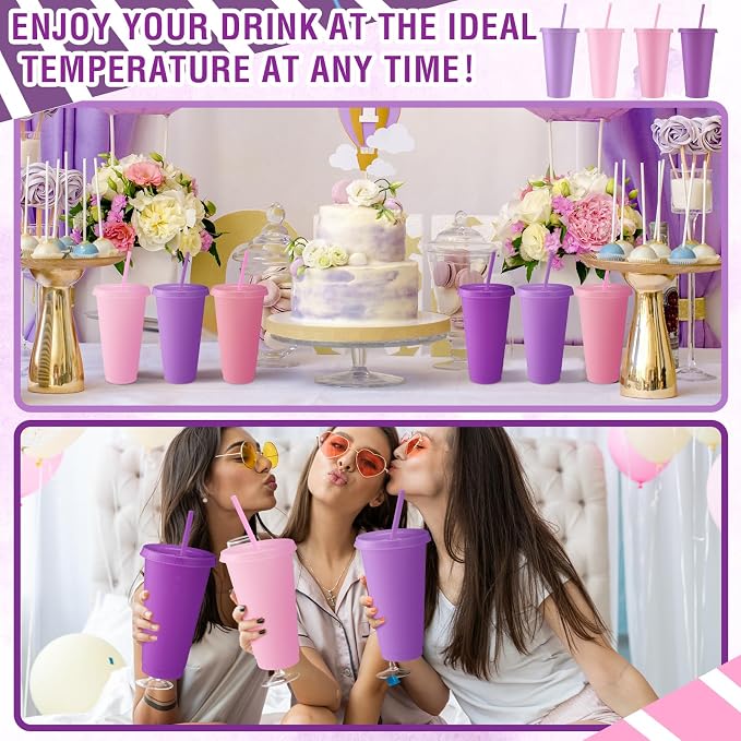 Skylety 12 Pcs Lavender Pink Plastic Cups - Image 5