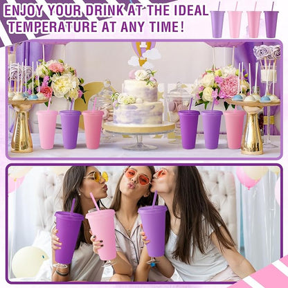 Skylety 12 Pcs Lavender Pink Plastic Cups - Image 5