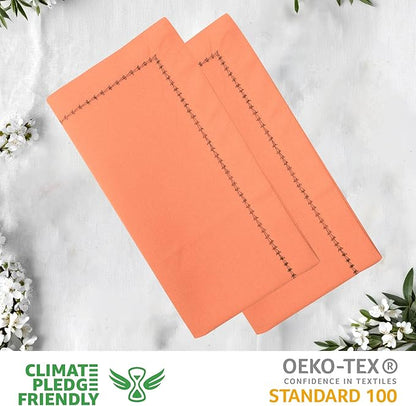 Urban Villa Cloth Napkins Set of 12 20"x20" 100% Cotton Hemstitch Napkins Cloth Washable Durable Reusable Absorbent Table Dinner Napkins Cloth for Hotel Lunch Restaurant Weddings Parties–Orange Black