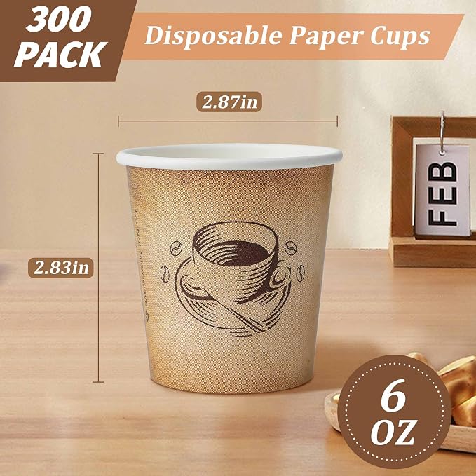 Clawsoff 300 Pack 6 oz Small Coffee Cups Disposable Paper Espresso Cups | - Image 2