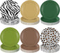 60 Pcs 7 Inch Jungle Safari Paper Plates Forest Animal Plates Decorations Sage Green Brown Dessert Dish Disposable Tableware for Woodland Baby Shower Birthday Safari Themed Party Supplies