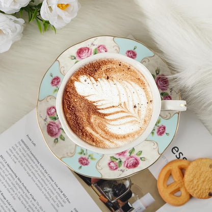 fanquare Colorful Floral Porcelain Coffee Cups - Image 2
