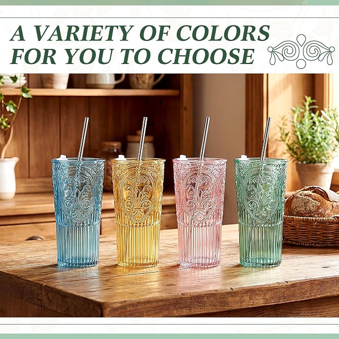 8 Set 20oz Vintage Plastic Tumbler - Image 4