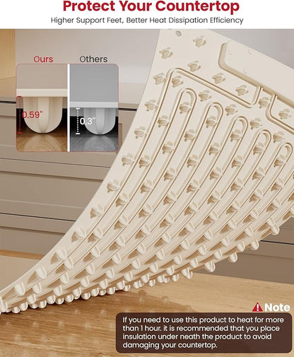 Extra Large Food Warming Mat for Countertop (XXL 36”x16”) - Full-Surface Heating Pad with 4 Temps Settings, Ideal for Buffet Party Food Warmer, Roll-Up Electric Warming Tray for All Gathering, Beige