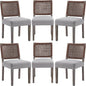 Farmhouse Dining Chairs Set of 6 Linen Fabric Upholstered Accent Side Chair, Mid Century Modern Kitchen & Dining Room Chairs with Woven Rope Back for Home, Living Room, Bedroom - Grey