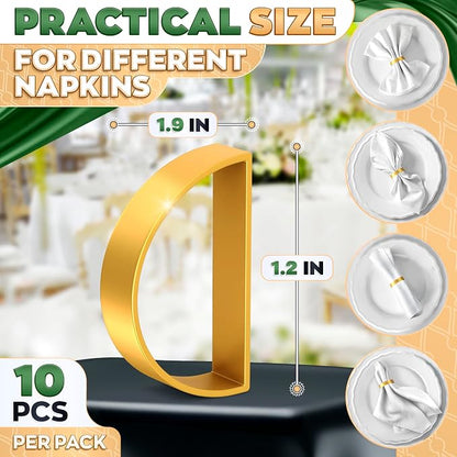 Gold Napkin Rings Set of 10, Modern Semicircle Holders - Image 2