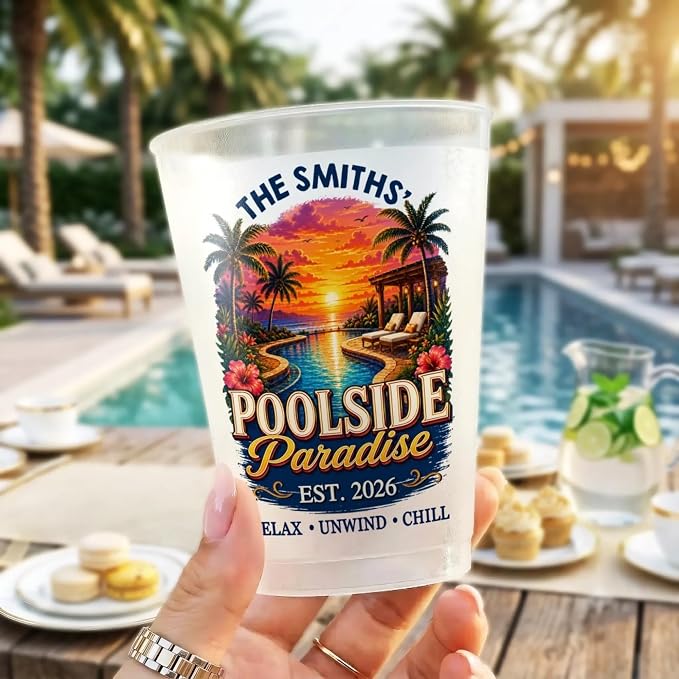 Personalized Poolside Party Cups, Reusable Plastic Cups | Summer Vacation And - Image 4