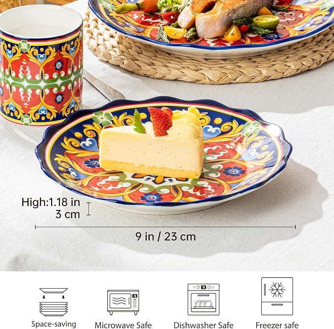 UNICASA Ceramic Dessert Plate Set of 4, 9 Inch Snack Plates - Image 2