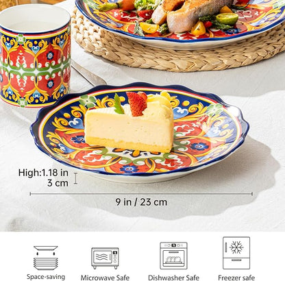 UNICASA Ceramic Dessert Plate Set of 4, 9 Inch Snack Plates - Image 2