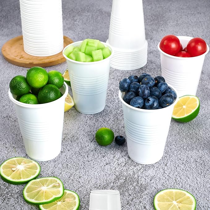 Lilymicky 500 Pack 7 oz White Plastic Cups, Disposable Drinking Cups | Non-slip - Image 4