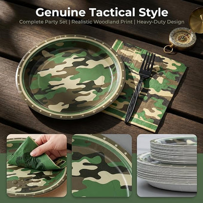 100 Pcs Disposable Camouflage Party Tableware Set - Image 7