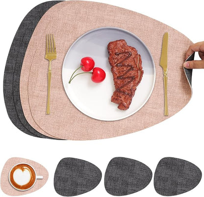 Faux Leather Placemats Set of 4, Dual Sided by Chitomars