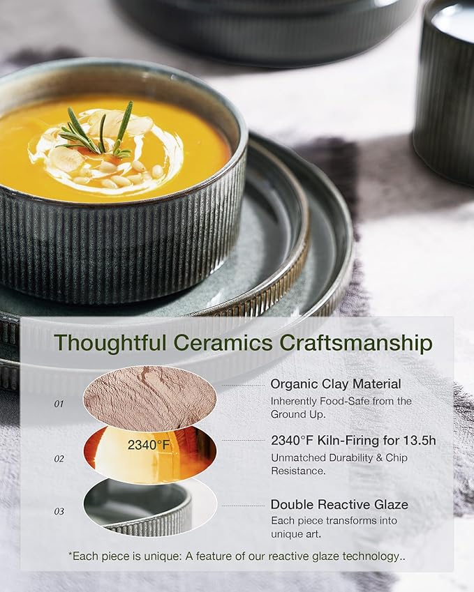 Famiware Star Stoneware Dinnerware Set, Reactive Glaze Plates & Bowls - Image 5