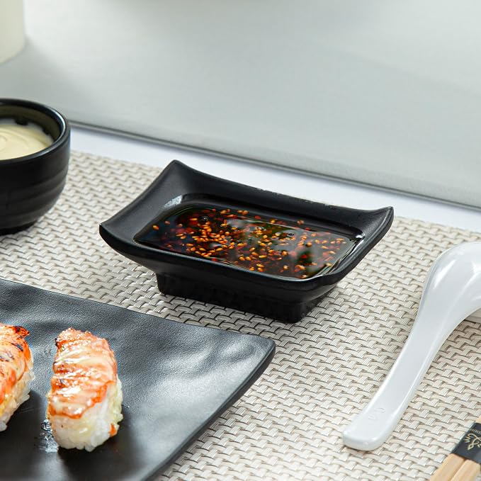 Restaurantware Voga 1 Ounce Soy Sauce Dishes 10 Rectangle Dipping Bowls - Image 3