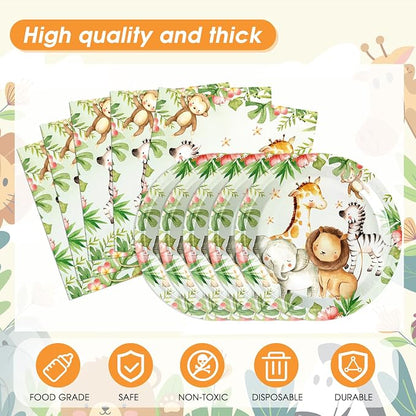 41Pcs Safari Baby Shower Decorations, Jungle Safari Theme Party Tableware - Image 3