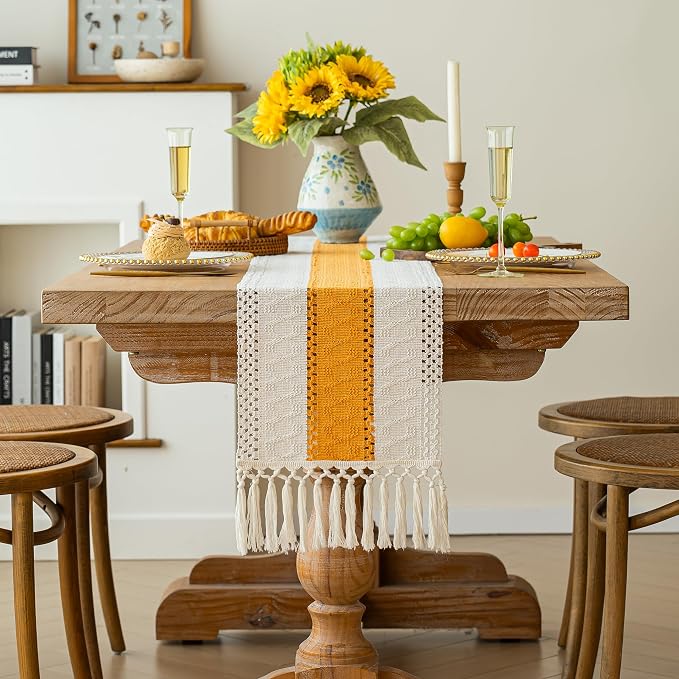 Farmhouse Table Runner for Home Decor 12x72 Yellow Fall Home Decor | 72 Inches - Image 2