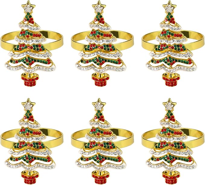 wonlex Christmas Tree Napkin Rings Set of 6 by wonlex