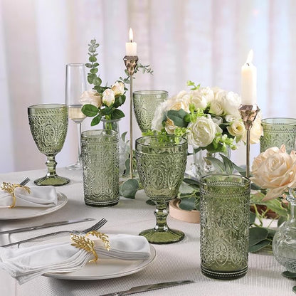 abrwyy Green Glassware, Vintage Drinking Glasses, 12oz Highball Glasses | - Image 5