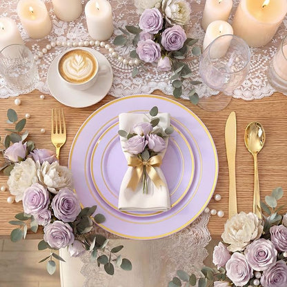 350PCS Purple Plates Disposable - Image 2