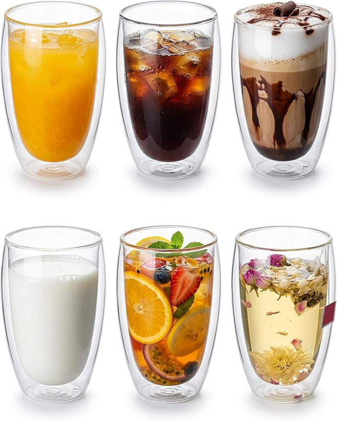 MESNEY 17 oz Double Wall Glass Coffee Mugs, Bulk Set of 48 | Insulated Double - Image 2