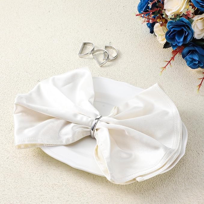 6 Pcs Metal Napkin Ring Modern Serviette Buckles Semicircle Metal Silver - Image 5