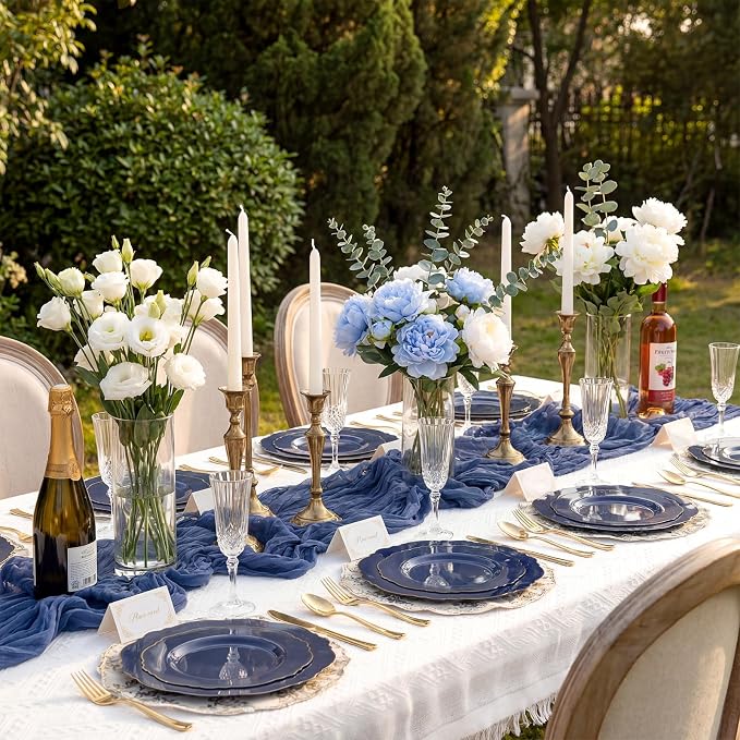 100pcs Blue Plastic Plates - Image 9