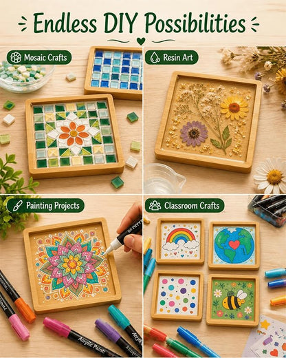 Bamboo Coasters for Crafts, 3.54" Square Mosaic Blanks - Image 3