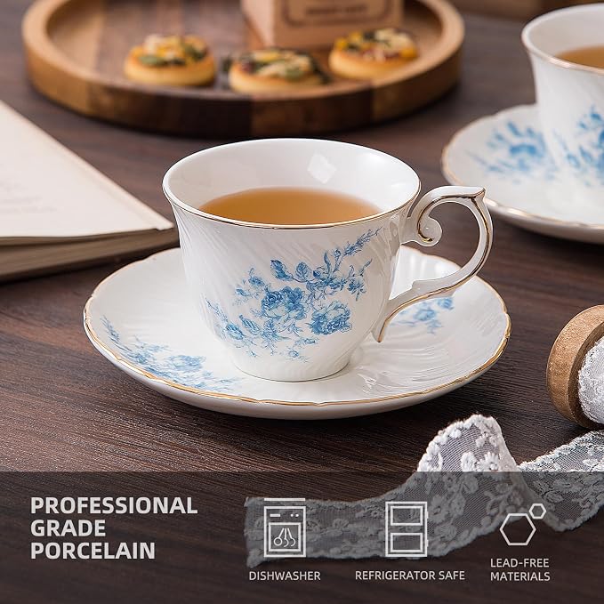 Agyiuns tea cups and saucers ceramic coffee mug 6oz - Image 3