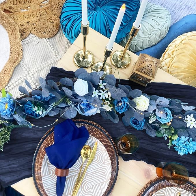 3 Pack Navy Blue Cheesecloth Table Runner 10FT Boho Gauze Cheese Cloth Table - Image 5