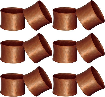 Handmade Round Hammered Antique Napkin Rings Holder for Dinning Table Parties Everyday, Set of 12
