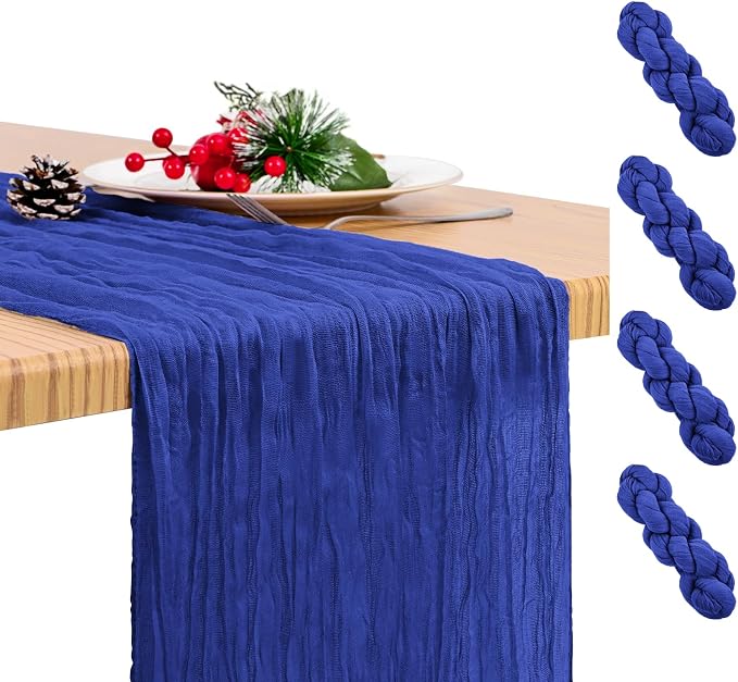 4 Pack Royal Blue Table Runners 17 x 108inch Cheesecloth Table Runner Boho by Lumaycens