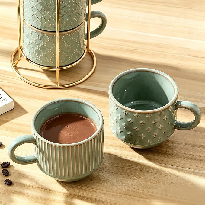 JIEMEI HOME Large Ceramic Coffee Mug Set of 4 - Image 8