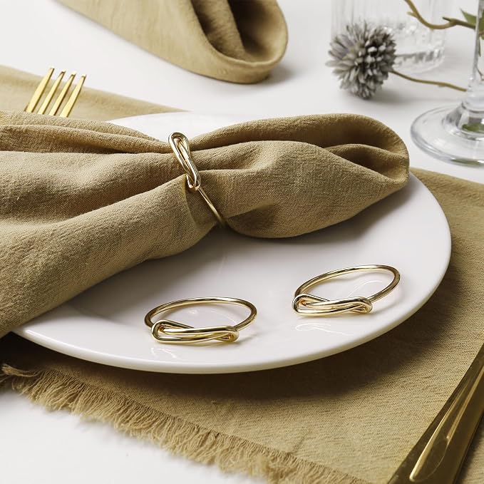 wonlex Gold Napkin Rings Set of 12, Elegant Modern Napkin Ring Buckles Cute - Image 2