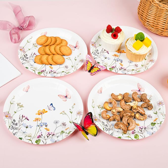 AimFun 48 Pcs Wildflower Paper Plates 9 Inch Disposable Floral Plates | - Image 5