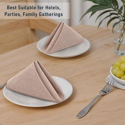Ruvanti Cloth Napkins Set of 12, 18x18 Reusable Napkins Cloth Washable, Soft & Durable Table Napkin, Poly Cotton Fabric Dinner Napkins for Parties, Christmas, Thanksgiving, Weddings - Sand