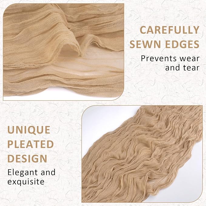 Cheesecloth Table Runner, 120 Inch 10 FT, Champagne | 1 Pack, 35x120 Inches - Image 6