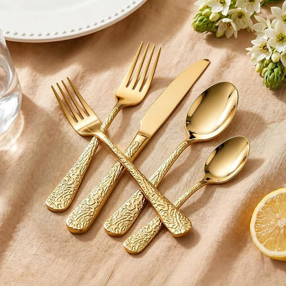 20 Piece Gold Silverware Set, Stainless Steel Silverware Set - Image 6