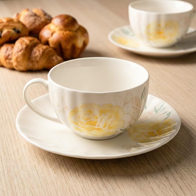 BTaT- Floral Tea Cups and Saucers Set, 7 oz, Porcelain Tea Cups - Image 6
