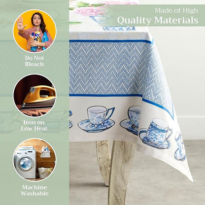 Maison d' Hermine Table Cloth Rectangle Table 100% Cotton 54 x 72 Inches Tablecloth Reusable Decorative for Dining Room Farmhouse Home Valentines Day Decorations Spring Summer - Canton