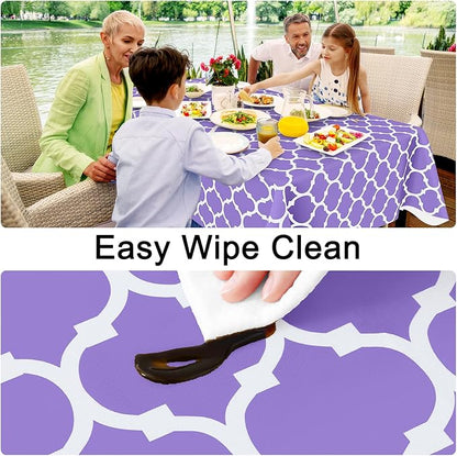 Smiry Rectangle Table Cloth, Waterproof Vinyl Tablecloth with Flannel Backing for Rectangle Tables, Wipeable Spillproof Plastic Tablecloths for Dining, Camping, Indoor and Outdoor, (52"x70", Lavender)