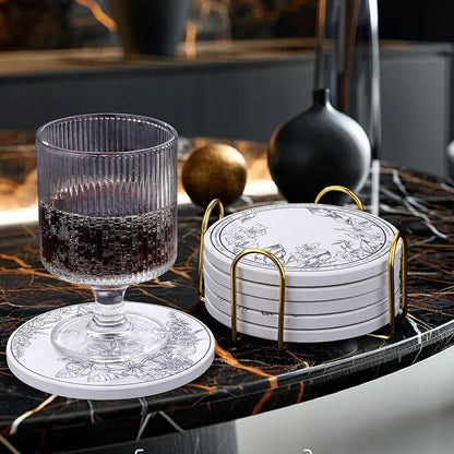 6Pcs Ceramic Coasters Set with Holder - Image 7