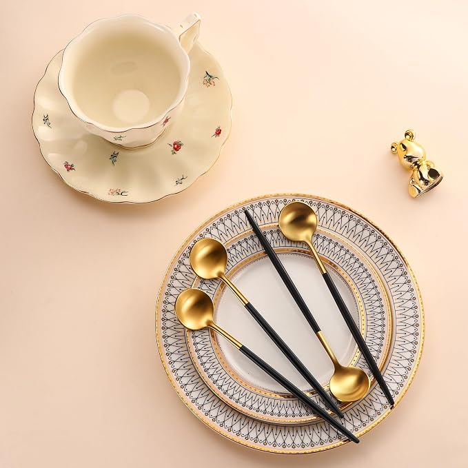 DEHOV 4 PCs 6.7 Inches Brush Gold Stainless Steel 304 Iced Tea Spoons - Image 8