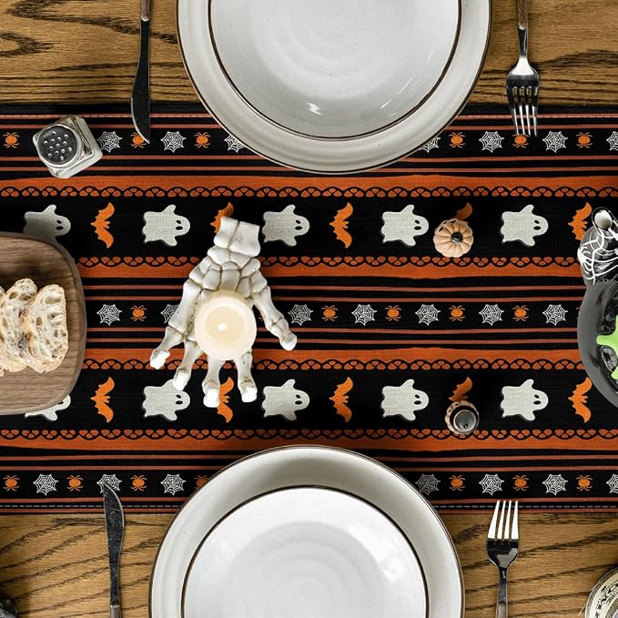Artoid Mode 210 GSM Halloween Table Runner 13x48 Inch Home Party Decor | Ghosts - Image 3