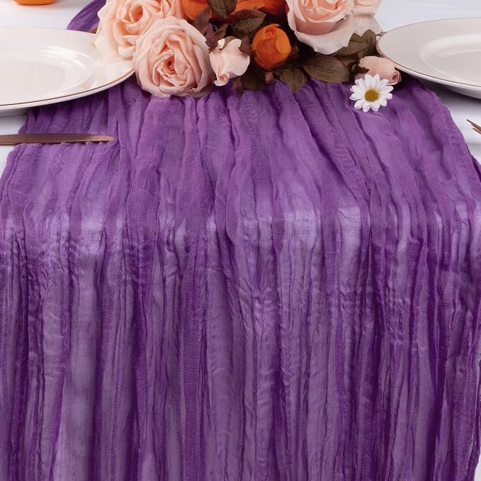 6 Pack Purple Cheesecloth Table Runner 35 x 120 Inch | Boho Gauze Fabric - Image 3