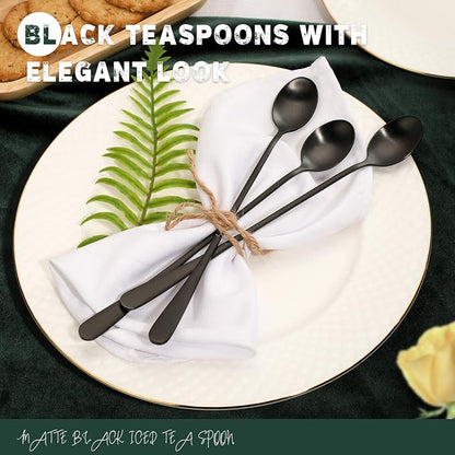 Hiware Matte Black 9-Inch Long Handle Iced Tea Spoons, Coffee Spoon, Ice Cream - Image 4